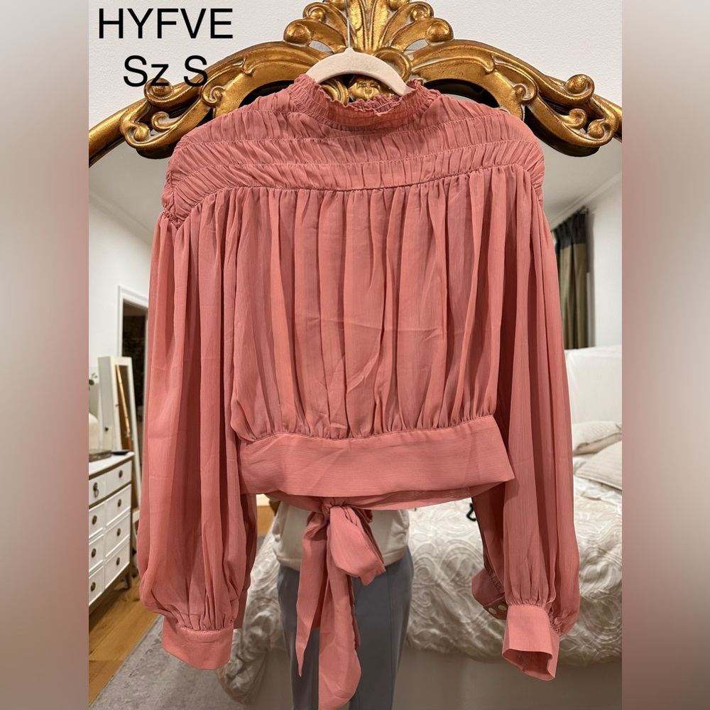 Elegant Pink Women's Top Dressy Sheer